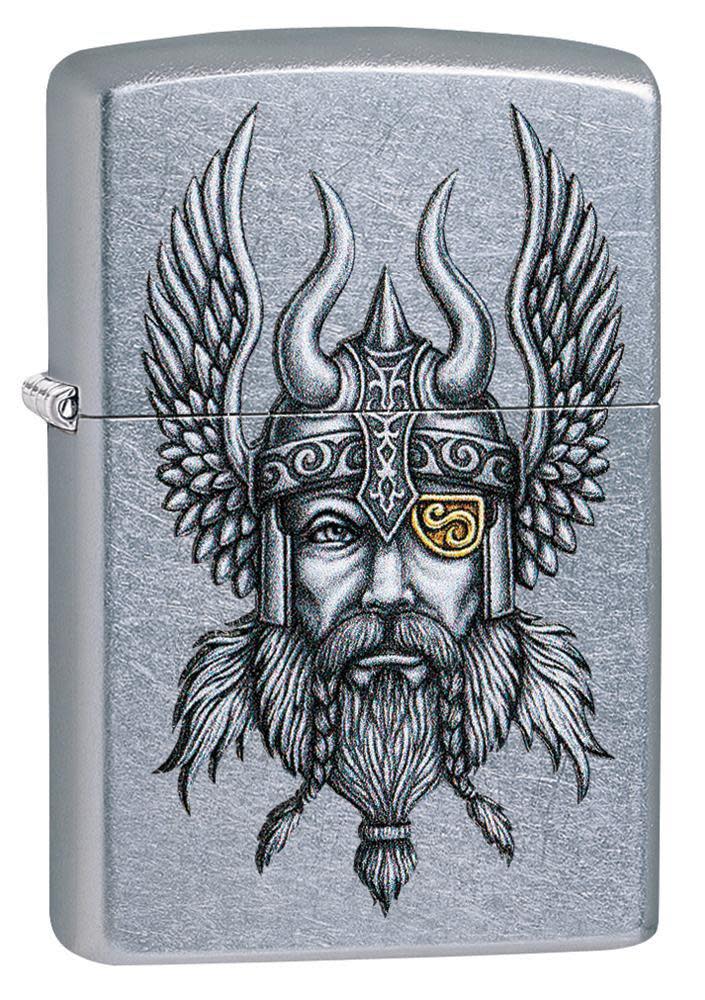 Zippo Viking Warrior Design Classic Street Chrome Windproof Pocket Lighter