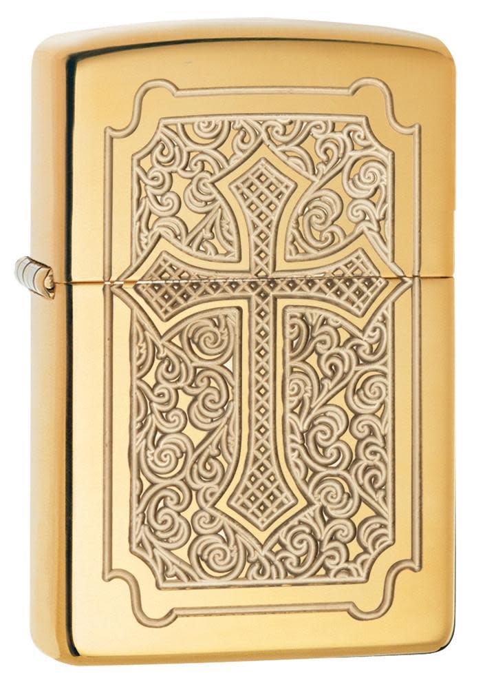 Zippo Eccentric Armor High Polish Brass Windproof Pocket Lighter