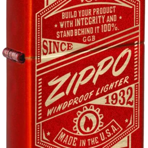 Zippo It Works Design Classic Metallic Red Windproof Pocket Lighter