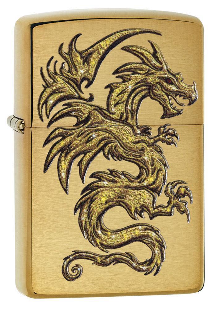 Zippo Dragon Design Classic Brushed Brass Windproof Pocket Lighter