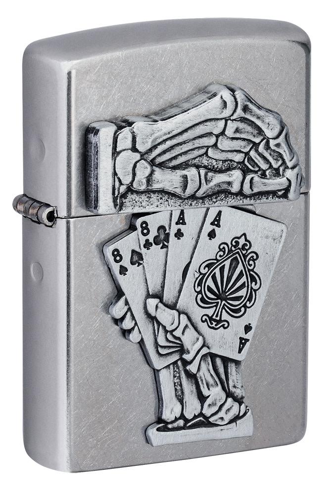 Zippo Dead Mans Hand Emblem Design Classic Street Chrome Windproof Pocket Lighter