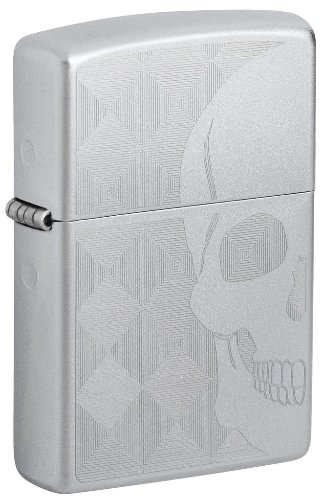 Zippo Skull Design Classic Satin Chrome Windproof Pocket Lighter