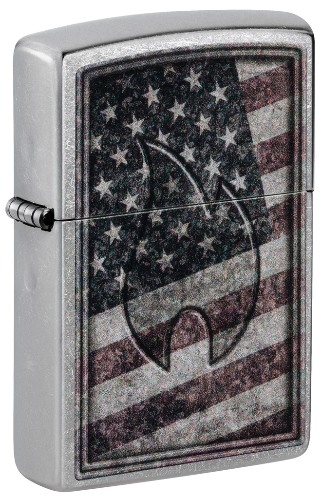 Zippo American Flame Design Classic Street Chrome Windproof Pocket Lighter